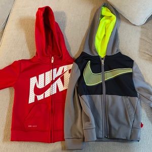2 Nike drifit zip hoodies